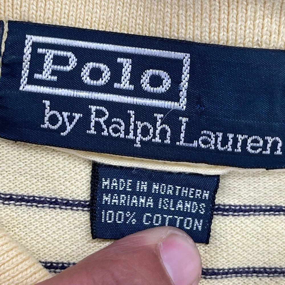 Polo Ralph Lauren Shirt Mens 2XL Yellow Striped Pocket Polo Shirt 100% Cotton